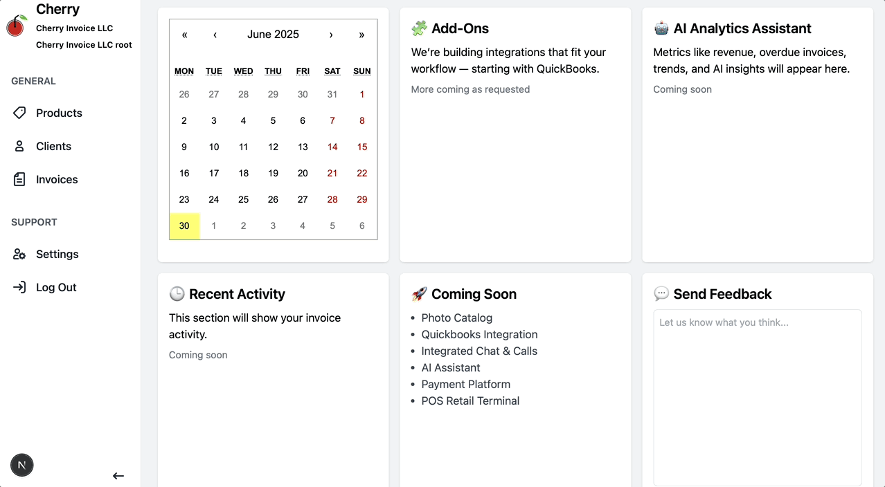 Cherry E-Invoicing Dashboard