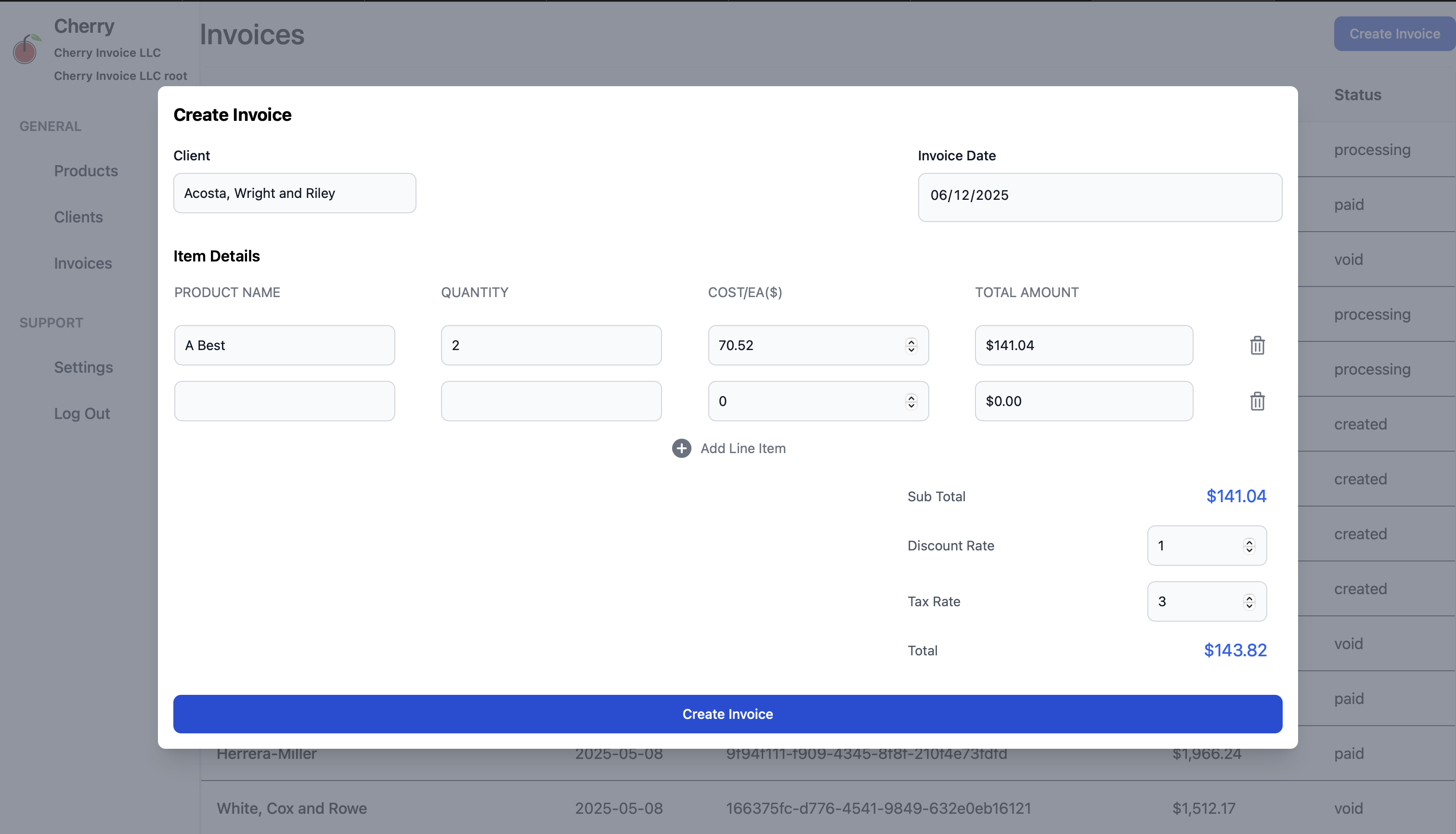 Invoice Feature